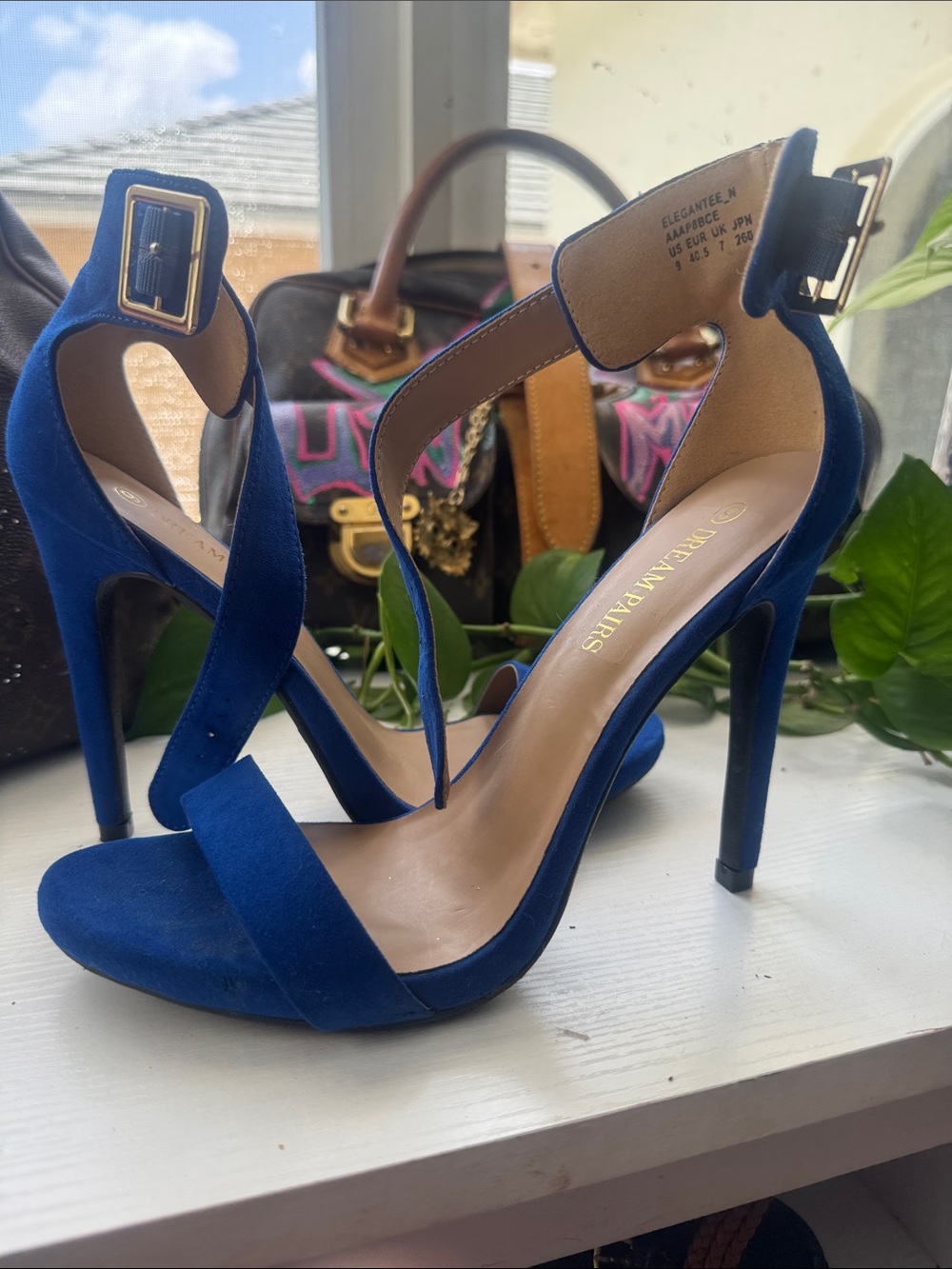 Dream Pairs Cobalt Blue Suede Stiletto Ankle-Strap Sandals